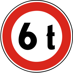 Značka B 25 - Zákaz vjazdu vozidiel, ktorých okamžitá hmotnosť presahuje vyznačenú hranicu - zakazuje vjazd vozidlám, ktorých okamžitá hmotnosť presahuje vyznačenú hranicu na značke, najmä na mostné objekty, ktorých dovolená zaťažiteľnosť neumožňuje vjazd vozidlám, ktorých okamžitá hmotnosť presahuje vyznačenú hranicu povolenú pre bežnú cestnú premávku. Pri jazdnej súprave sa obmedzenie okamžitej hmotnosti vzťahuje na jednotlivé vozidlá súpravy. Ak je značka doplnená dodatkovou tabuľkou s nápisom „Jediné vozidlo ...t“, smie do takto označeného úseku vojsť jediné vozidlo, ktorého okamžitá hmotnosť, ak ide o súpravu, okamžitá hmotnosť všetkých vozidiel súpravy, síce presahuje údaj na značke, nie však údaj na dodatkovej tabuľke; vodič je povinný zabezpečiť, aby na taký úsek nevchádzali súčasne z nijakého smeru iné vozidlá, pričom na tento účel možno zastavovať iné vozidlá. Okamžitá hmotnosť znamená skutočnú hmotnosť vozidla s nákladom, vodičom a s cestujúcimi.