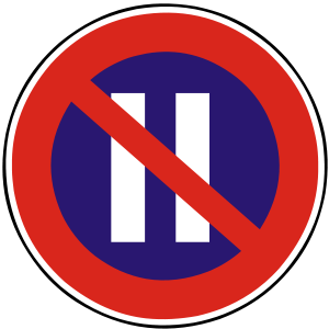 Značka B 36 - Zákaz státia v párnych dňoch - zakazuje státie v párnych kalendárnych dňoch v mesiaci.