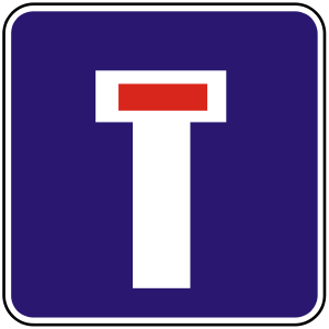 Značka IP 4 - Slepá cesta - označuje cestu, ktorá sa ďalej končí alebo ktorou nemožno ďalej pokračovať v jazde. 