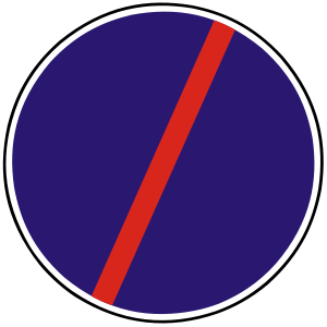 Značka C 18 - Koniec príkazu - končí platnosť značiek C8, C9, C10, C11, C12, C13, C14, C15, C16, C17, ak nie je skôr skončená inak. Na značke sa použije zhodný symbol z týchto značiek doplnený červeným šikmým pruhom.