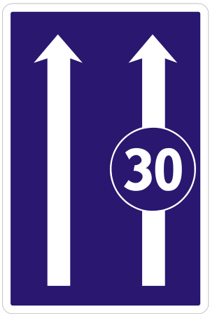 Značka C 23b - Obmedzenie v jazdných pruhoch - vyznačujú obmedzenie platné v príslušnom jazdnom pruhu v smere jazdy s použitím symbolu značky z príslušnej skupiny príkazových značiek. Vyjadrenie počtu a usporiadania jazdných pruhov na značke C23b zodpovedá skutočnej dopravnej situácii na ceste. Obmedzenie, ktoré sa týka odbočujúcej cesty, možno vyznačiť obmedzením v príslušnom jazdnom pruhu pre zaraďovanie pred križovatkou. V prípade, že obmedzenie v jazdnom pruhu pokračuje aj za križovatkou, je potrebné príslušnú značku zopakovať. Značka C23b sa umiestňuje v mieste, kde sa obmedzenie v jazdnom pruhu začína. Ak sa úsek platnosti obmedzenia končí mimo križovatky a ak nie je skôr skončený inak, platnosť obmedzenia v jazdných pruhoch sa končí umiestnením príslušnej značky, ktorá vyjadruje počet a usporiadanie jazdných pruhov zodpovedajúce skutočnej dopravnej situácii na ceste, počtu a usporiadaniu jazdných pruhov a ktorá už neobsahuje symbol zákazovej značky.